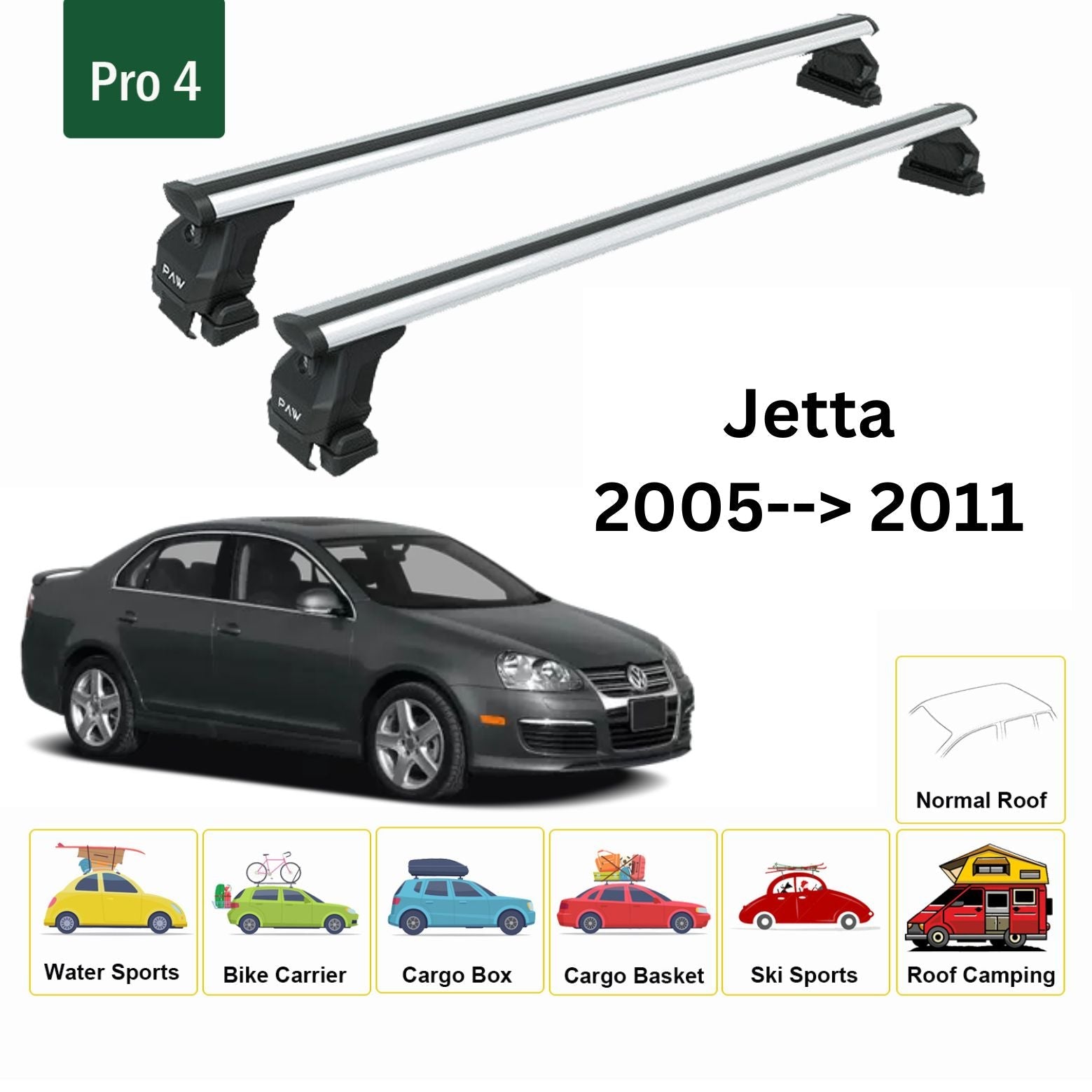 For Volkswagen Jetta Roof Rack Cross Bar Normal Roof Alu 2005-2011 Silver For Volkswagen Jetta Roof Rack Cross Bar Normal Roof Alu 2005-2011 Silver